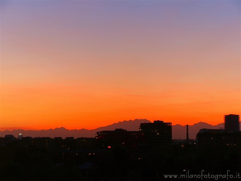 Milan (Italy) - Sunset with Mount Rosa in the background